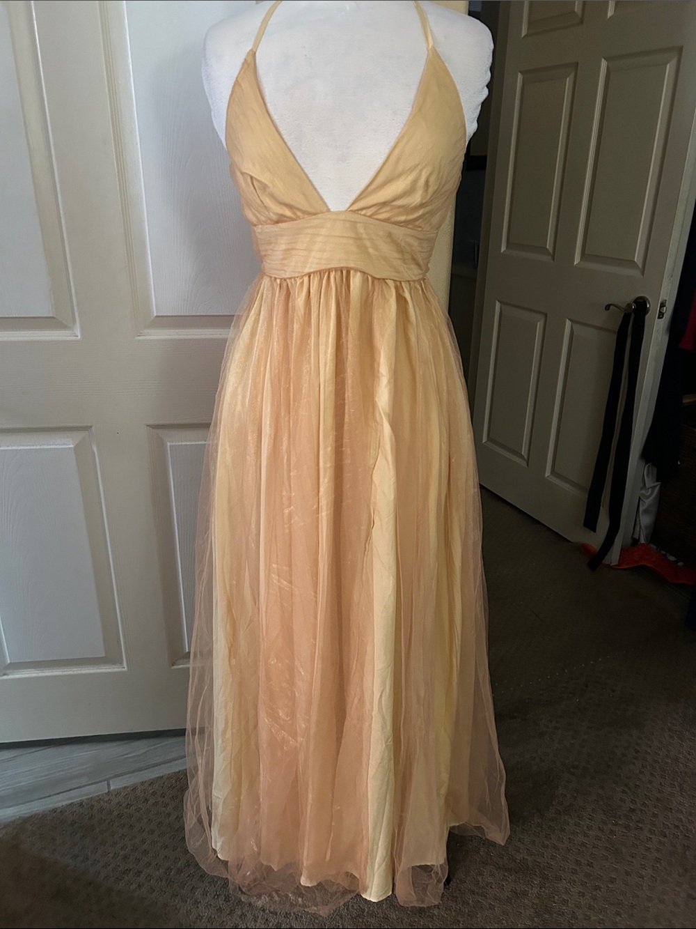 Peach Halter Maxi Dress